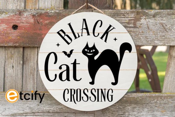 Black Cat Crossing Svg Round Sign Review