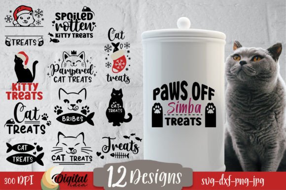Cat Jar Treats Bundle Svg for Embroidery Projects