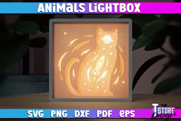 Cat Lightbox SVG Design for Embroidery