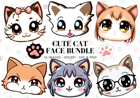 Cute Cat Face SVG PNG Bundle Review