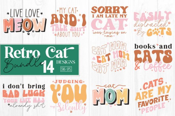 Retro Cat Quotes SVG Bundle Review